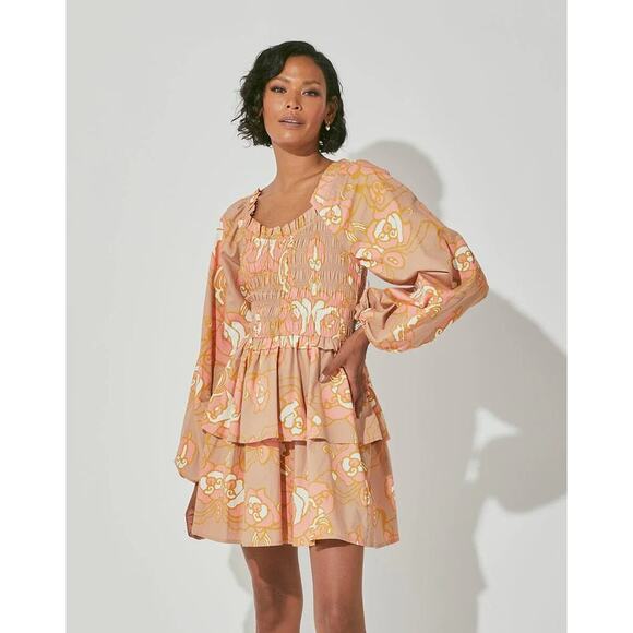Cleobella Journee Mini Dress in Floral Abstract Rose Print Size XS - Picture 1 of 12